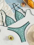 2025 new European and American foreign trade bikini printed triangle sexy thong separate bikini swimsuit women