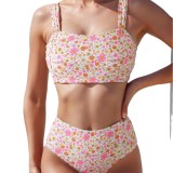 2025 new bikini cross-border European and American foreign trade small floral high-waisted sexy bikini two-body swimsuit swimsuit woman