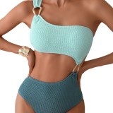 2025 new bikini Europe and the United States cross-border color matching snake cloth hollow sexy one-piece swimsuit bikini swimsuit woman