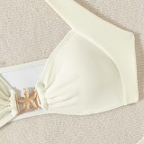 2024 new bikini Europe and the United States cross-border solid color halter starfish sexy backless bikini two-piece swimsuit swimsuit