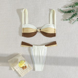 2025 new European and American bikini cross-border foreign trade color matching strap sexy split bikini women's swimsuit swimsuit