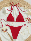 2024 new bikini cross-border European and American foreign trade printed triangle cup pendant sexy bikini swimsuit women