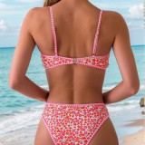 2025 new bikini cross-border European and American foreign trade small floral triangle cup sexy bikini swimsuit women
