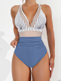2025 new bikini cross-border European and American foreign trade solid color gauze backless sexy bikini one-piece swimsuit swimsuit