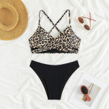 2025 new bikini cross-border Europe and the United States Aliexpress leopard print sexy bikini two-piece swimsuit swimsuit woman