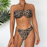 2025 new bikini cross-border Europe and the United States Aliexpress spread chest hanging neck two wear sexy bikini two-body swimsuit woman
