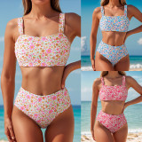2025 new bikini cross-border European and American foreign trade small floral high-waisted sexy bikini two-body swimsuit swimsuit woman