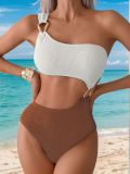2025 new bikini Europe and the United States cross-border color matching snake cloth hollow sexy one-piece swimsuit bikini swimsuit woman