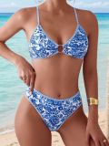 2025 new bikini cross-border European and American foreign trade small floral triangle cup sexy bikini swimsuit women