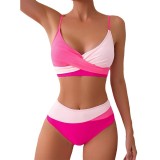 2024 new bikini cross-border European and American foreign trade solid color color high-waisted sexy bikini two-body swimsuit swimsuit