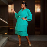 AM040936 Temperament lotus sleeve dress elegant style party pearl chiffon A-line dress