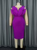 AM040521 Elegant style sense mesh mesh sleeve high waist dresses Europe and the United States plus fat cover buttocks dresses