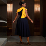 AM041029 Individual one-shoulder collar collared pleated pleated party dinner Christmas dresses
