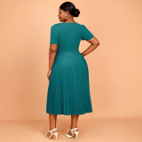 AM041231 Elegant Style Square Collar sequin dress Temperament Party Party Pleated skirt