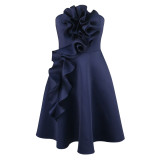 AM040318 Summer Cross border plus-size women's light dress strapless backless A-line dress Plus size dress