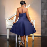 AM040318 Summer Cross border plus-size women's light dress strapless backless A-line dress Plus size dress