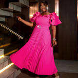 AM040940 Elegant ruffled high-waisted pleated skirt Party style plus-size dress Party dress