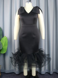 AM030318 Cross-border new V-neck sleeveless bow dress Designer gauze dress dress