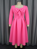 AM040622 Cross-border African plus-size banquet dresses European and American style square collar bow dresses