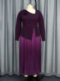 AM040721 Light ripe wind dark purple fake two dresses Cross-border dress party banquet high-waisted dress dress