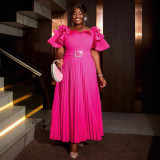 AM040940 Elegant ruffled high-waisted pleated skirt Party style plus-size dress Party dress