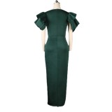 AM200938 High waist large size slim-fit bag hip slit Party Evening dress dress for women