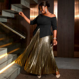 AM041023SET Party set Sexy split top luxury pleated skirt two-piece two-piece