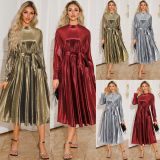 Han Yige women's production dress 2024 autumn and winter long-sleeved banquet dress skirt Europe and the United States cross-border foreign trade explosion