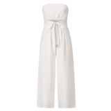 2025 spring and summer new casual fashion suit sexy backless slim rompers Europe and the United States straight trouser suit