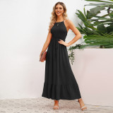 Amazon explosive summer temperament fashion sexy halter beach dress skirt foreign trade women's dress