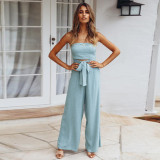 2025 spring and summer new casual fashion suit sexy backless slim rompers Europe and the United States straight trouser suit