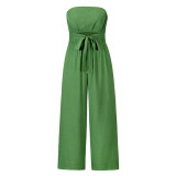 2025 spring and summer new casual fashion suit sexy backless slim rompers Europe and the United States straight trouser suit