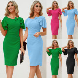 Cross-border dress Amazon Tiktok2024 Spring/Summer foreign trade temperament elegant bow professional dress son