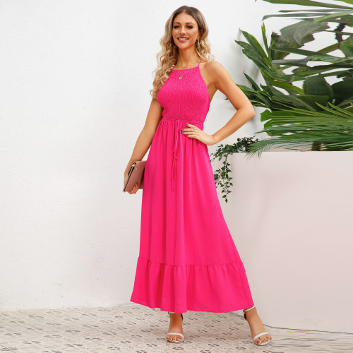 Amazon explosive summer temperament fashion sexy halter beach dress skirt foreign trade women's dress