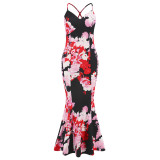 Sexy slim fishtail dress with halter Boho flower dress foreign trade women's dress The above translation results from Youdao Neural Network Translation (YNMT) · Universal scene