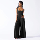 Fashion casual knitted sexy suspender wide-leg jumpsuit 2025 new cross-border summer Amazon European and American women's wear
