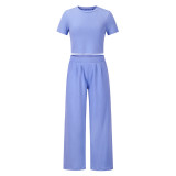 Fashion leisure suit 2025 spring and summer new short-sleeved T-shirt + trousers two-piece set foreign trade plus-size women's wear