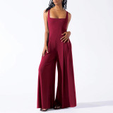 Fashion casual knitted sexy suspender wide-leg jumpsuit 2025 new cross-border summer Amazon European and American women's wear