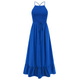 Amazon explosive summer temperament fashion sexy halter beach dress skirt foreign trade women's dress