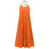 2025 Europe and the United States foreign trade cross-border women's dress Amazon burst A pleated dress beach holiday long skirt