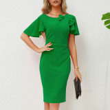 Cross-border dress Amazon Tiktok2024 Spring/Summer foreign trade temperament elegant bow professional dress son