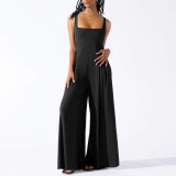 Fashion casual knitted sexy suspender wide-leg jumpsuit 2025 new cross-border summer Amazon European and American women's wear
