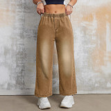 Cross-border Amazon retro loose jeans women's pleated wide-leg pants wash pants vertical vertical pants wholesale