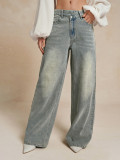Foreign trade jeans cross-border wholesale European and American style women's retro loose wide-leg street mid-waist jeans and pants