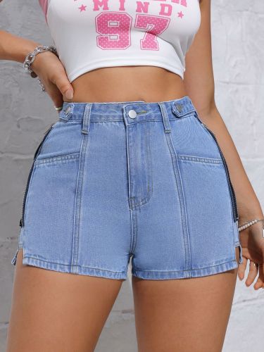 Amazon cross-border denim shorts women's summer loose 2025 new wide-leg pants Europe and the United States straight leg high-waisted skinny hot pants