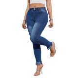 Spring 2025 new high-stretch thin jeans elastic pants pencil pants high-waisted pants cover buttocks to show long legs