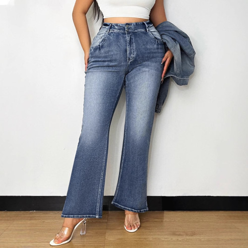 American high-waisted micro-cropped jeans women's spring 2025 new retro wash loose thin flared mopping pants