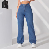 2025 spring new European and American women's jeans women's high waist loose wide leg pants fashion mopping pants