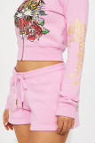 202 new European and American clothing cross-border foreign trade Amazon women's printed long sleeve shorts fashion set
