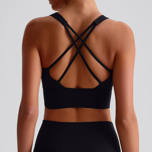 Hot New Women's Fitness Yoga Bra Quick Dry Top Gym Cross Sports Vest Ladies Yoga Sports Vest Sexy Lingerie Underwear Custom logo